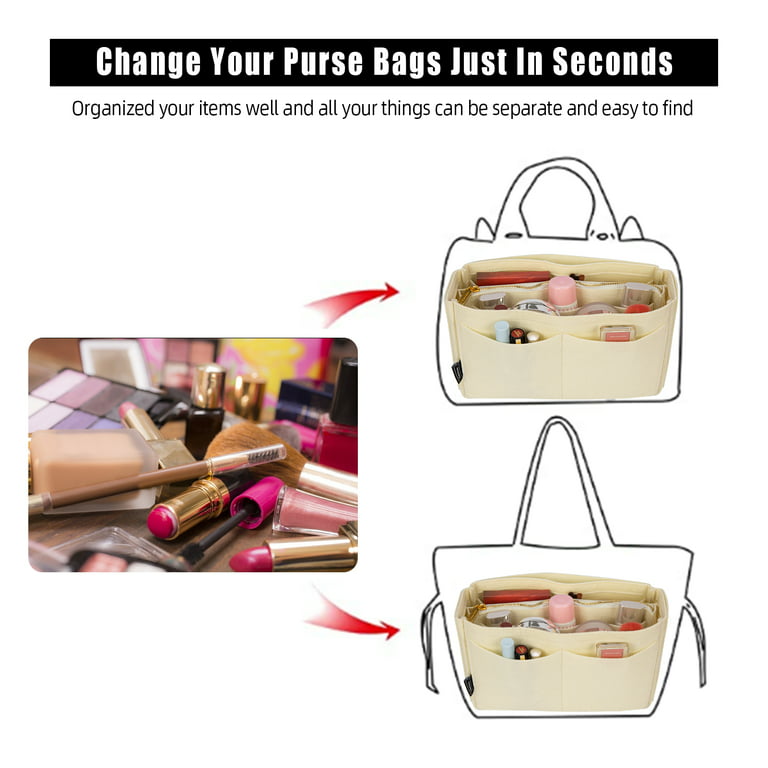 Women's Handbag Organizer Bag Purse Insert Bag Felt Multi Pocket Tote  Useful Bag