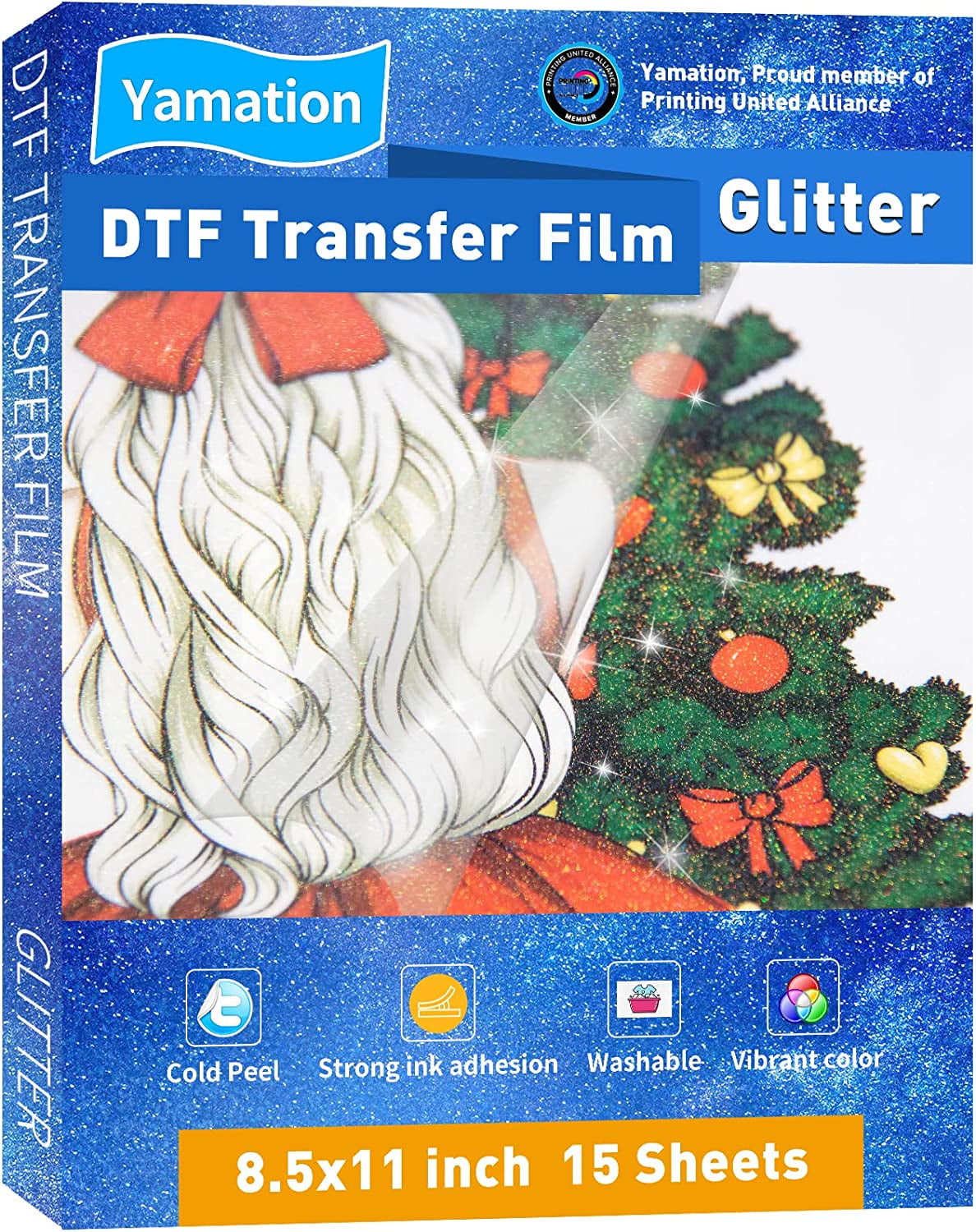 Yamation DTF Glitter Transfer Film 8.5 x 11A4 15 Sheets-DTF PET