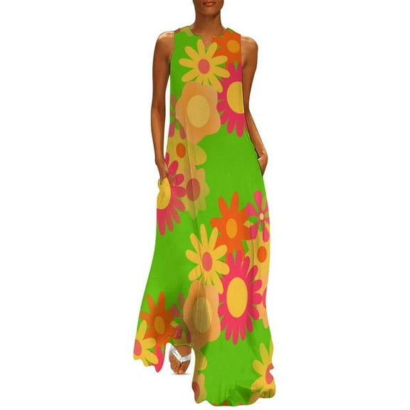 1960s vintage groovy mod floral Long Dress dresses for wom02 Dress for girls prom dress02