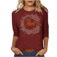 thumbnail image 3 of TaTaai Ladies 2026 New Year Graphic Print 3/4 Sleeve Blouse Round Neck Casual Top Holiday Celebration Festive Party Attire Gift, 3 of 5
