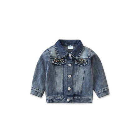 

Licupiee Kids Baby Girl Sequins Heart Denim Jeans Coats Autumn Spring Outerwear Child Girl Pockets Jacket