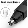 thumbnail image 2 of Nose Hair Trimmer Rechargeable Cordless Painless Ear Eyebrow Trimming Tool Dual Edge Blades Razor Easy Cleansing with LED Light for Man Woman (Black), 2 of 6