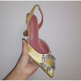 thumbnail image 1 of 2021, zapatos de tacón de lujo para mujer, zapatos de tacón alto con tira trasera de cristal, zapatos de novia de verano, zapatos cómodos de tacón triangular para fiesta, boda Tan Jianjun unisex, 1 of 2