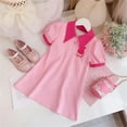 thumbnail image 3 of Plain Dress Toddler Girls Kids Play Skirt Summer Cute Bow Dresses Short Sleeve Outfit Back Hollowing Clothes, 3 of 6