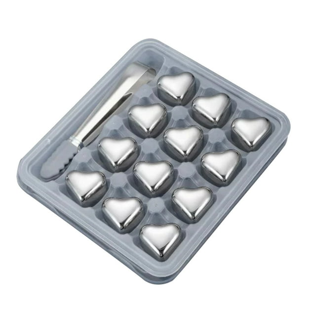 pdqouc Moules à Glaçons Réutilisables en Forme de Cœur en Acier Inoxydable Ensemble Cadeau pour Hommes et Femmes Parfaits pour Boissons Glaçons Uniques Cadeau