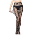 thumbnail image 2 of Collants Résille Noirs pour Femmes Respirants Aguichant Ajustés Confortables Bas à Motifs Design en Maille Extensible à la Mode, 2 of 8