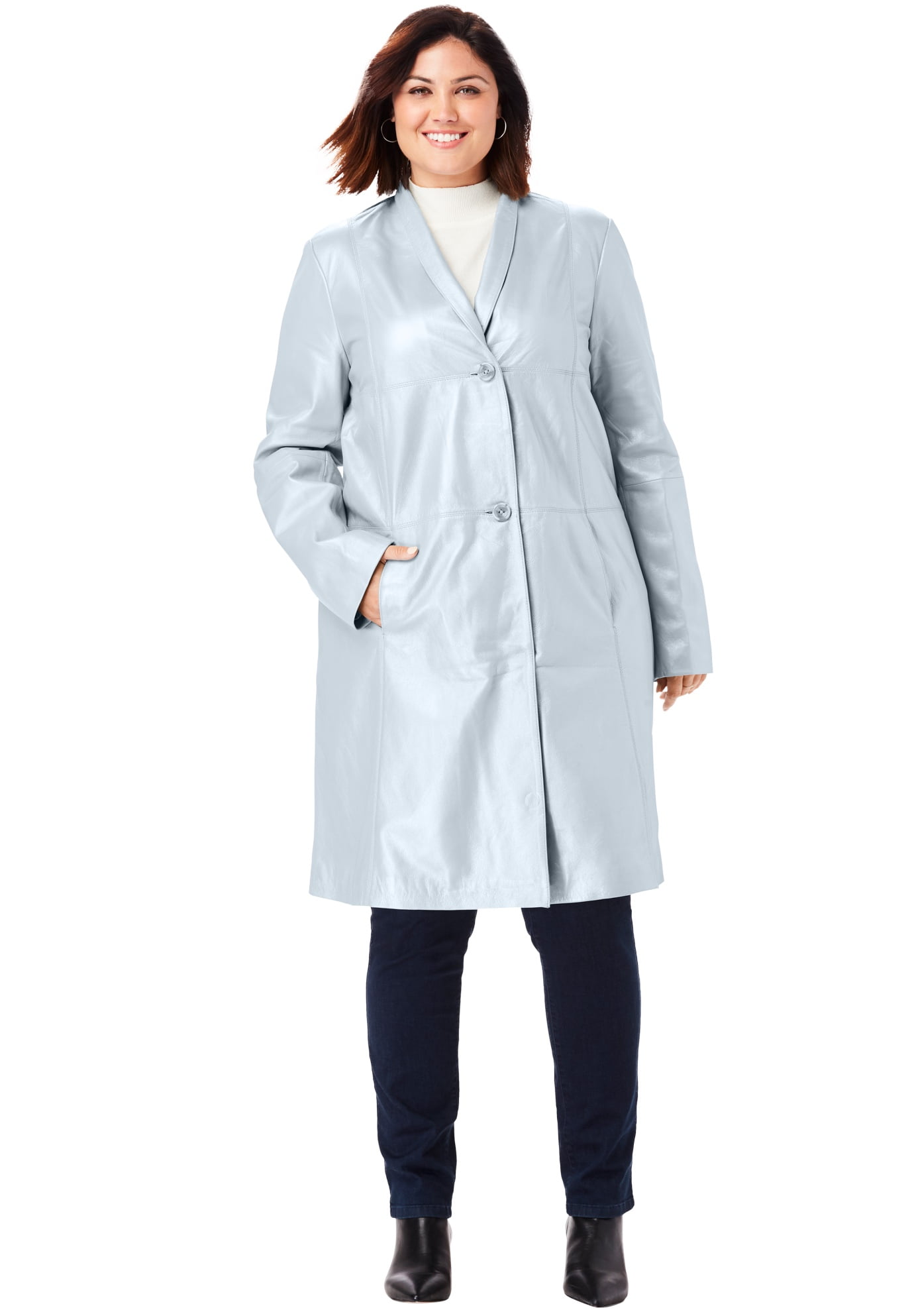 women's plus size leather swing coats