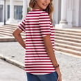 thumbnail image 3 of Plebaso T-Shirts à Rayures Col en V pour Femmes Manches Courtes Été Décontracté Blouses Amples pour Femmes, 3 of 7