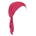thumbnail image 3 of Beaded Stretch Turban Hat for Women - Elegant Indian Style Muslim Hijab Cap with Pearl Embellishments, Soft Breathable Double-Layer Head Wrap, Casual Sport & Religious Headscarf Hot Pink, 3 of 3