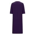 thumbnail image 4 of Plus Size Sleepwear New Women Robes Zipper Front Short Sleeve Full Length Housecoat Loose Loungewear Pajamas with Pockets Purple M, 4 of 6