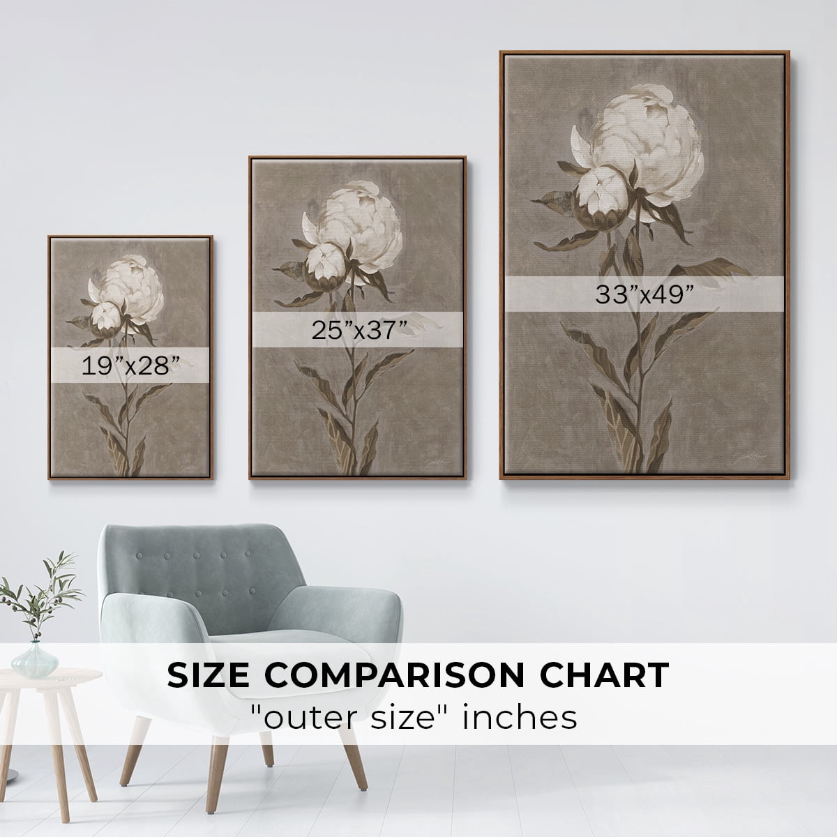 Pretty as a Peony II Framed Premium Gallery Wrapped Canvas - Ready to Hang - 17 x 25 - Walnut Floating Frame