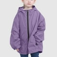 thumbnail image 5 of Lenpel Children's Rain Jackets Toddler Girls Boys Long Sleeve Zip up Hooded Lightweight Raincoats Hiking Casual Outwear Coats(Purple,9-10 Years), 5 of 6