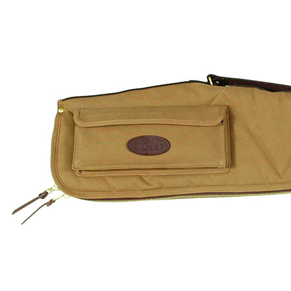Boyt Signature Series Scoped Rifle Case 44" with Pocket and Sling Quilted Canvas with Leather Trim Khaki