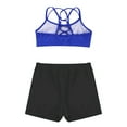 thumbnail image 3 of Alvivi Kids Girls Gymnastics Sports Cutout Back Crop Top with Booty Shorts Fitness Ballet Dancewear Royal Blue&Black 6, 3 of 7