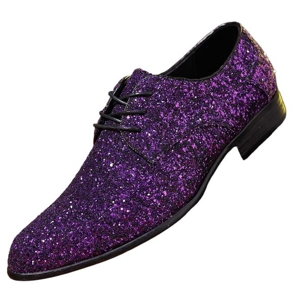HXWCHs Elegant Leather Dress Shoes for Men Featuring -On Ankle Coverage and Classic Loafer- Lace-Up Design for formal and Business Occasions 41 Purple