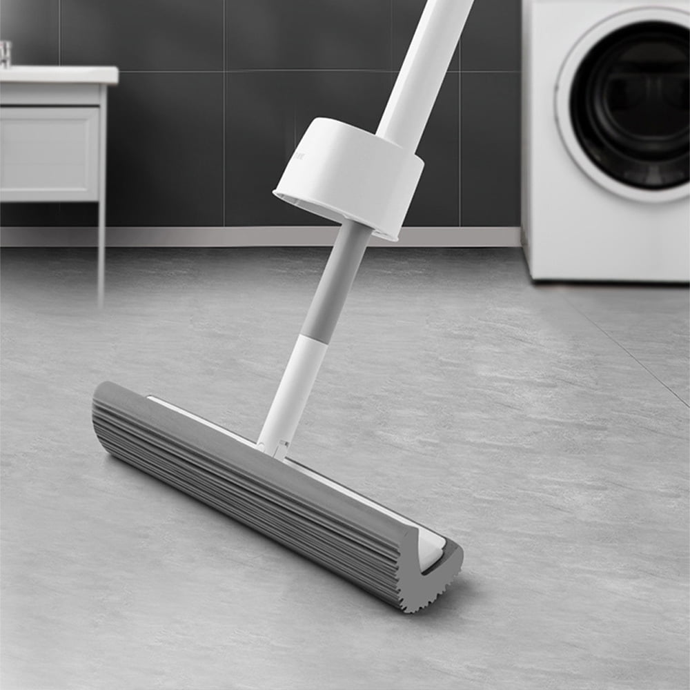 Quadruple - Folding 180 Degree Self-Twisting Mop Squeeze Roller Sponge Mop  with Floor Scrub Mop, Easy