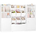 thumbnail image 3 of 55” Toy Storage Organizer, 5-in-1 Kids Bookshelf with Movable Drawer and Book Shelves Behind The Doors, Toy Organizer Playroom Storage Organizer with 6 Toy Bins and 8 Storage Cubes, White, 3 of 8