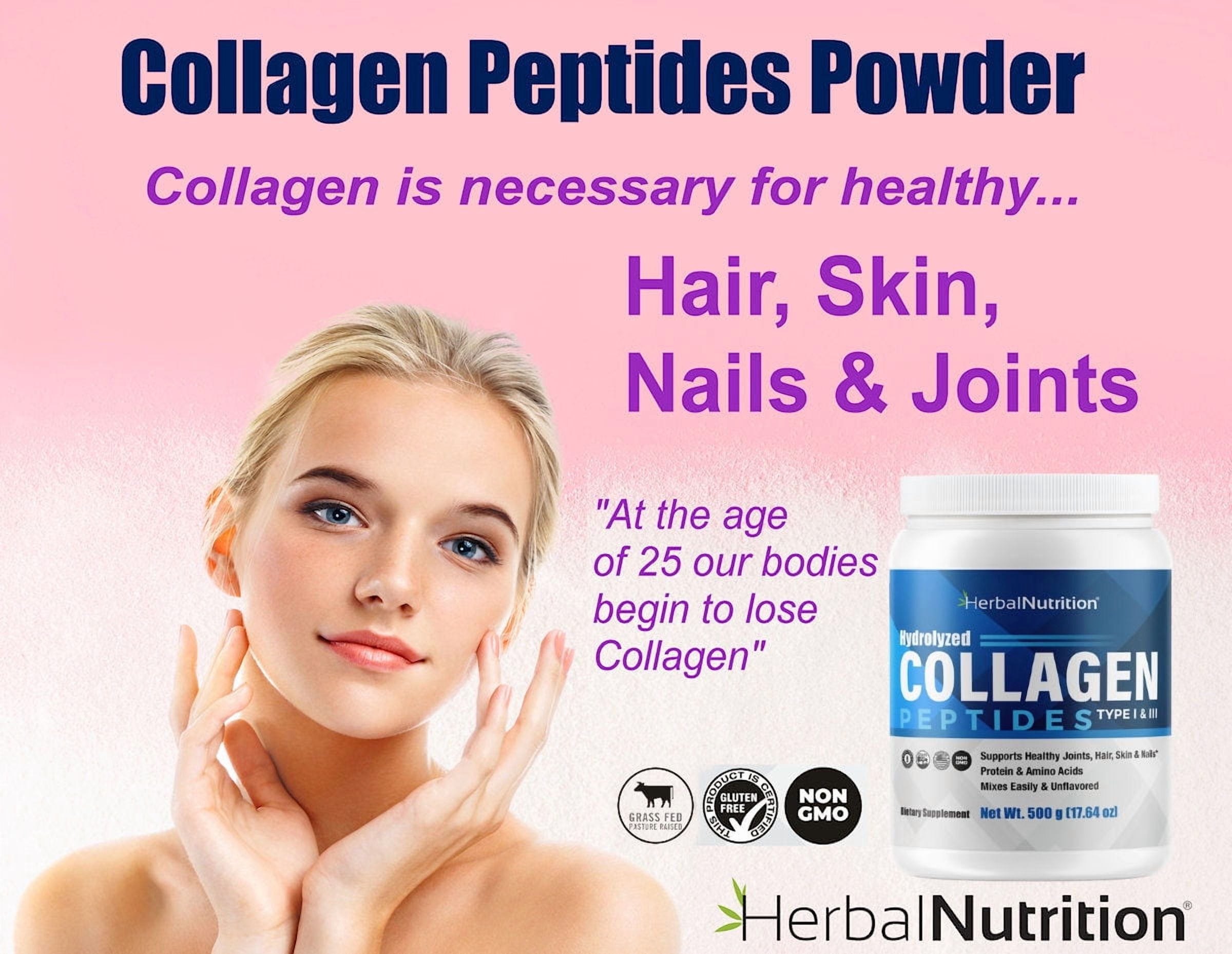 Collagen Peptides Powder Contains Vital Proteins for Skin Hair Nails and Joint Health, Non GMO Gluten Free 25, 20mg Servings