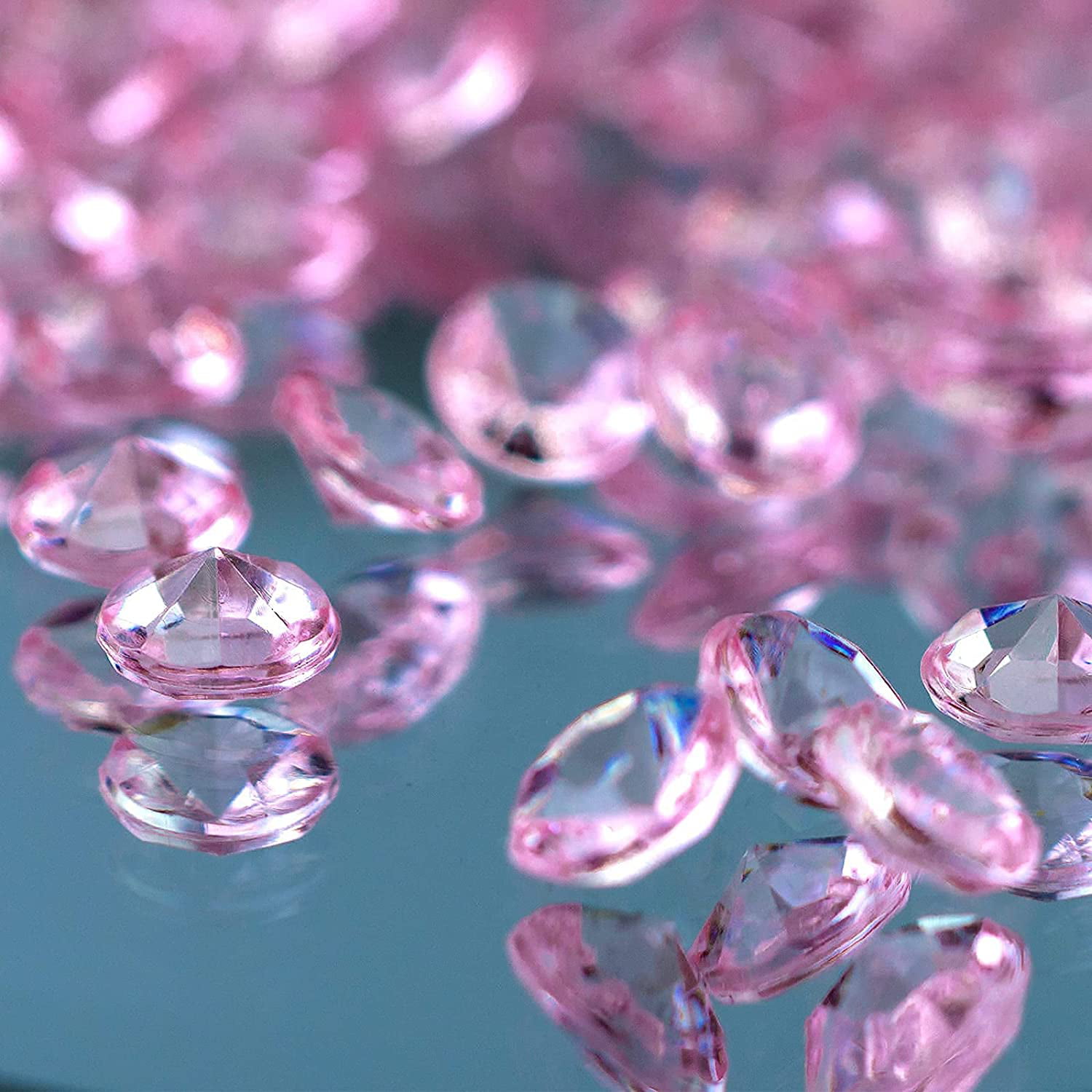 8mm Wedding Table Confetti Decoration Diamond Gems Scatter Crystals Light Pink 