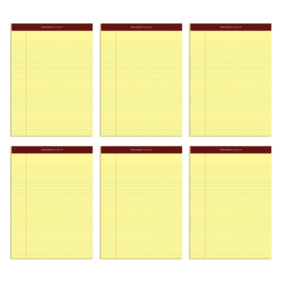 Legal Pads Tops Docket Gold, 8.5 x 11 pulgadas, 50 hojas, paquete de 6