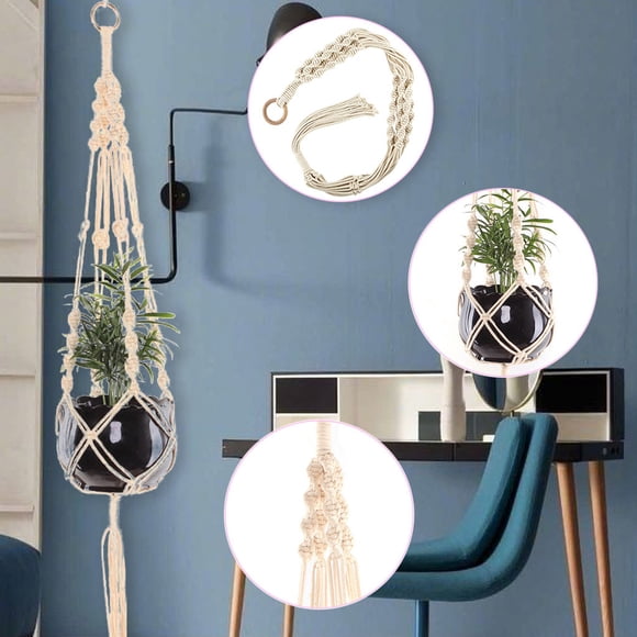 Colgantes bohemios de macramé para plantas para decoración de interiores y exteriores,cesta colgante para macetas y plantas pequeñas,estilo tejido a mano