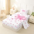 thumbnail image 2 of Erosebridal Princess Ribbon Twin Sheet Sets for Kid, Butterfly Knot Bedding, White Pink, 3pcs, 2 of 5