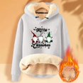 thumbnail image 2 of Honeeladyy Womens Fleece Lined Hooded Sweatshirt, Winter Solid Color Thick Soft Pullover with Chirstmas Printed Valentine's Day Gift, 2 of 3