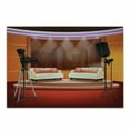 thumbnail image 1 of TV Show Cutting Board, Cartoon Style Graphic of Talk Show Studio with Couches Camera and Backstage View, Decorative Tempered Glass Cutting and Serving Board, in 3 Sizes, by Ambesonne, 1 of 2