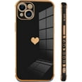 thumbnail image 4 of Compatible with iPhone 13 Case Love Heart Plating Electroplate Luxury Elegant Case Camera Protector Soft TPU Shockproof Protective Corner Back Cover iPhone 13 Case -Black, 4 of 10