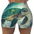 thumbnail image 2 of Haiem Watercolor Turtle1 No Front Seam Biker Shorts for Women Yoga Workout Gym Bike Shorts with Tummy Control Moisture-Wicking-X-Large, 2 of 9
