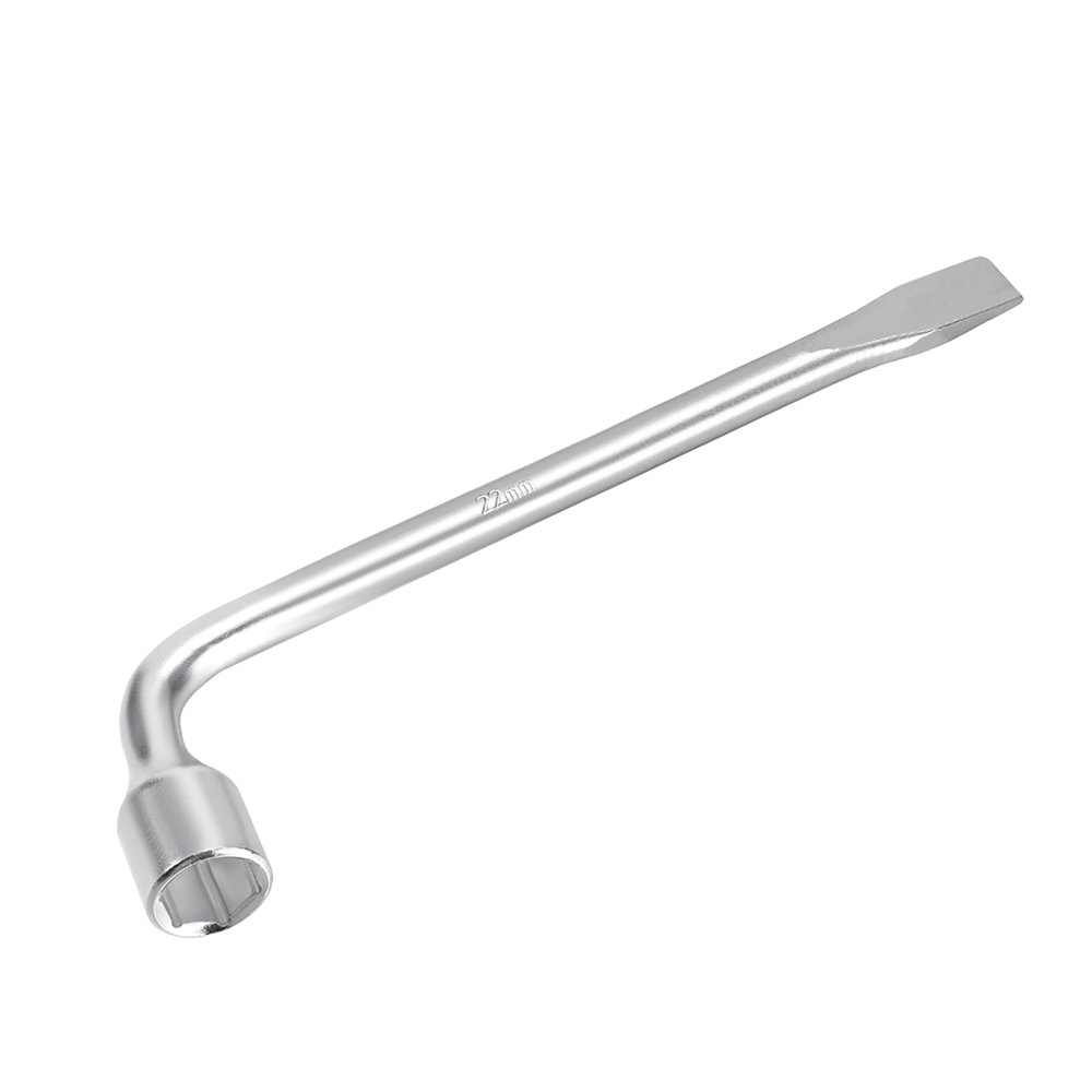 Lug Wrench for Jack, L Type Hexagon 22mm Slotted End Socket Repair Tool