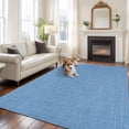 thumbnail image 3 of Blue Burlap Texture Large Area Rugs for Bedroom Living Room, Soft Non Slip Carpet Bedside Rug, Farmhouse Vintage Blue Rectangular Floor Cover Kitchen Accent Rug 5'x7' for Dining Room/Office, 3 of 9
