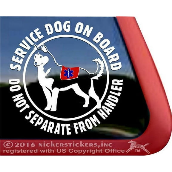 Service Dog On Board | High Quality Vinyl Siberian Husky Dog Window Decal