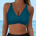 thumbnail image 3 of TOWED22 Womens Swimsuit Tops Only Push Up Swim Top Twist Front Bikini Tops without Buttoms Sport Bra Bathing Suits Tops Solid Padded Tankini Tops(Navy,L), 3 of 4