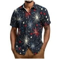 thumbnail image 4 of COSFO Short Sleeve Mens Summer Shirts Button Down Casual Collared Tops Independence Day Regular Fit Cotton Linen Mens Shirt, 4 of 5