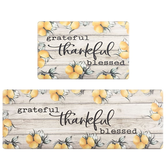 RLESO Kitchen Floor Mats PcsAnti Fatigue Rugs and Farmhouse Lemons Non-Skid Cushioned