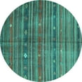 thumbnail image 1 of Ahgly Company Indoor Round Abstract Turquoise Blue Contemporary Area Rugs, 3' Round, 1 of 4