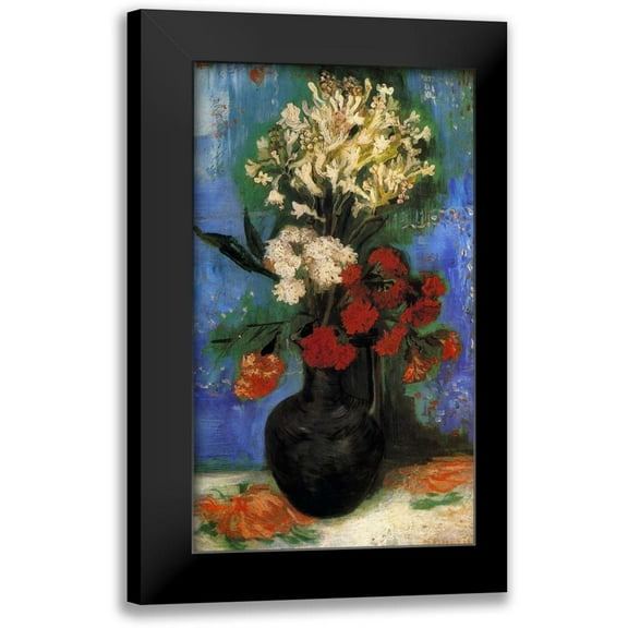Van Gogh, Vincent 10x14 Black Modern Framed Museum Art Print Titled - Carnations And Other Flowers