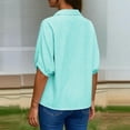 thumbnail image 6 of Olyvenn Womens V Neck Striped Blouse Oversized Dolman Sleeve Tops Summer Casual Loose Fit Casual Collared Shirts Light Blue XL, 6 of 6