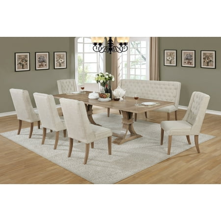 Best Quality Furniture Clasic Style 7pc Dining Set with bench (Best Quality Furniture Fontana)