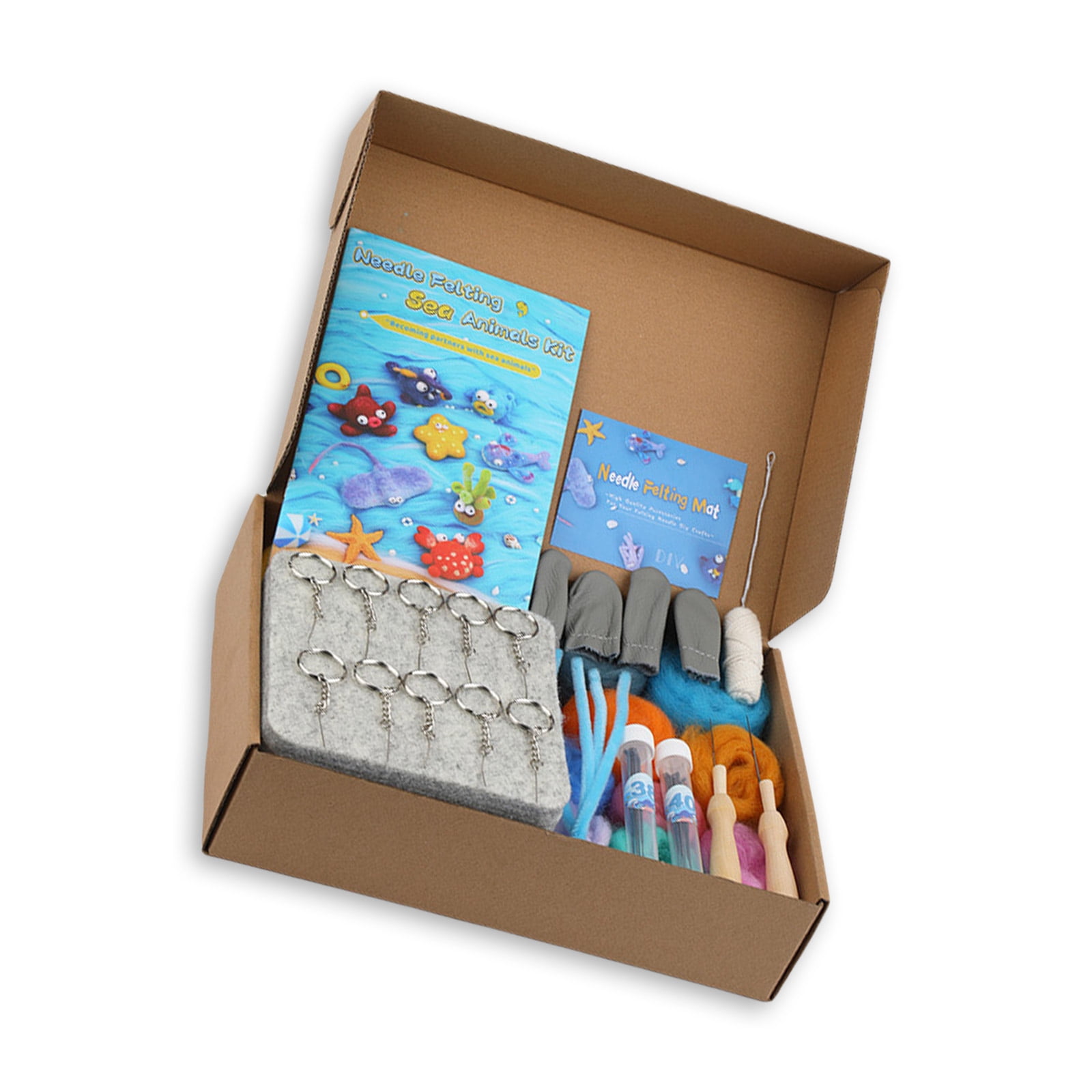 Sea Creature Needle Felting Supplies for Beginner Sea Needle Felting Set with Instruction Wool Roving Needle