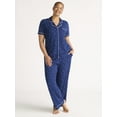 thumbnail image 2 of Joyspun Women’s Notch Collar Top & Long Pants Pajama Set, 2-Piece, Sizes S-3X, 2 of 5