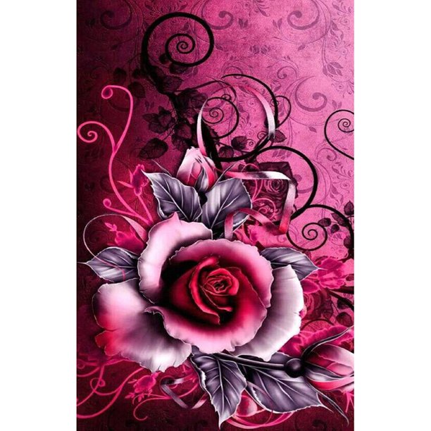 Pintura de diamante (DB3308) 5D DIY flor lienzo redondo completo dibujo pared resina artesanía 45x60cm FLhrweasw Nuevo