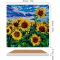 thumbnail image 2 of GZHJMY Square Drink Coasters, 4 Pcs Oil Painting Landscape with Sunflowers Absorbent Ceramic Coffee Coasters for Drinks with Cork Base Housewarming Gift for Home Decor, 2 of 6