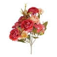 thumbnail image 2 of Artificial Peony Flower Bouquet European Style Silk Peonies Floral Arrangement for Vase Table Centerpiece Wedding Party Living Room Home Decor,1 Bundle,Red, 2 of 10