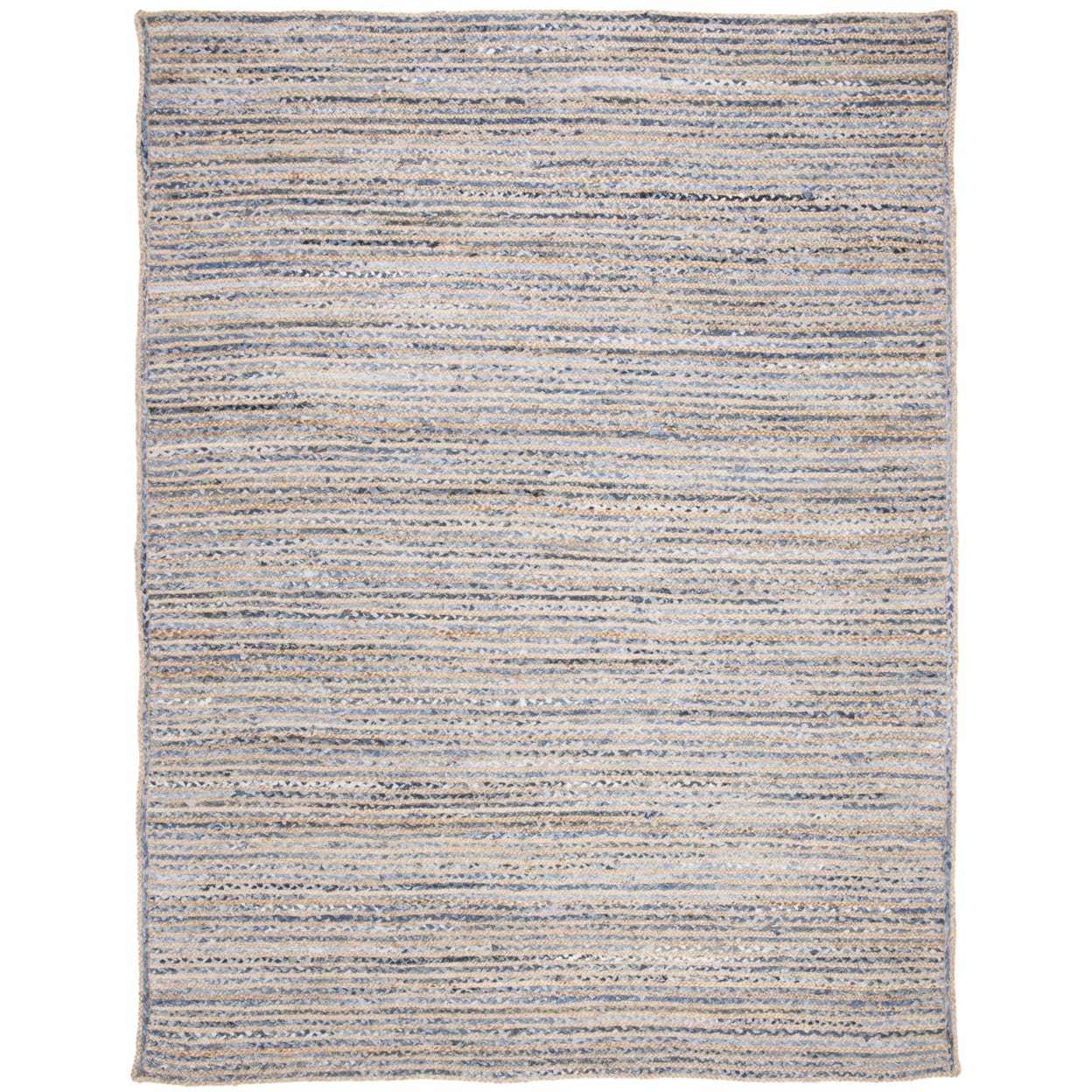 SAFAVIEH Cape Cod Andrina Braided Striped Jute Area Rug, 3' x 5' Oval, Natural/Blue