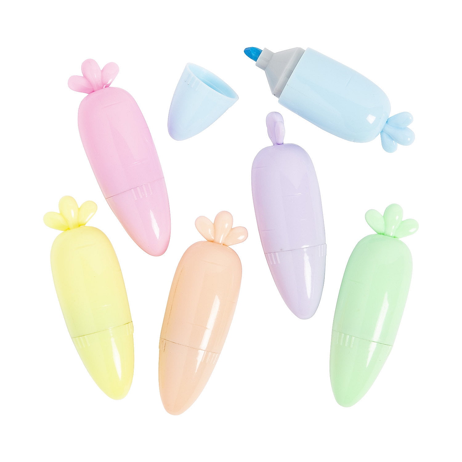 Pastel Carrot-Shaped Highlighters, Stationery, Easter, 12 Pieces
