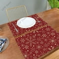 thumbnail image 5 of Christmas Placemats Set of 4 Christmas Snowflakes On Dark Red Table Mats for Dining Tables Burlap Sided Xmas ration, 5 of 7