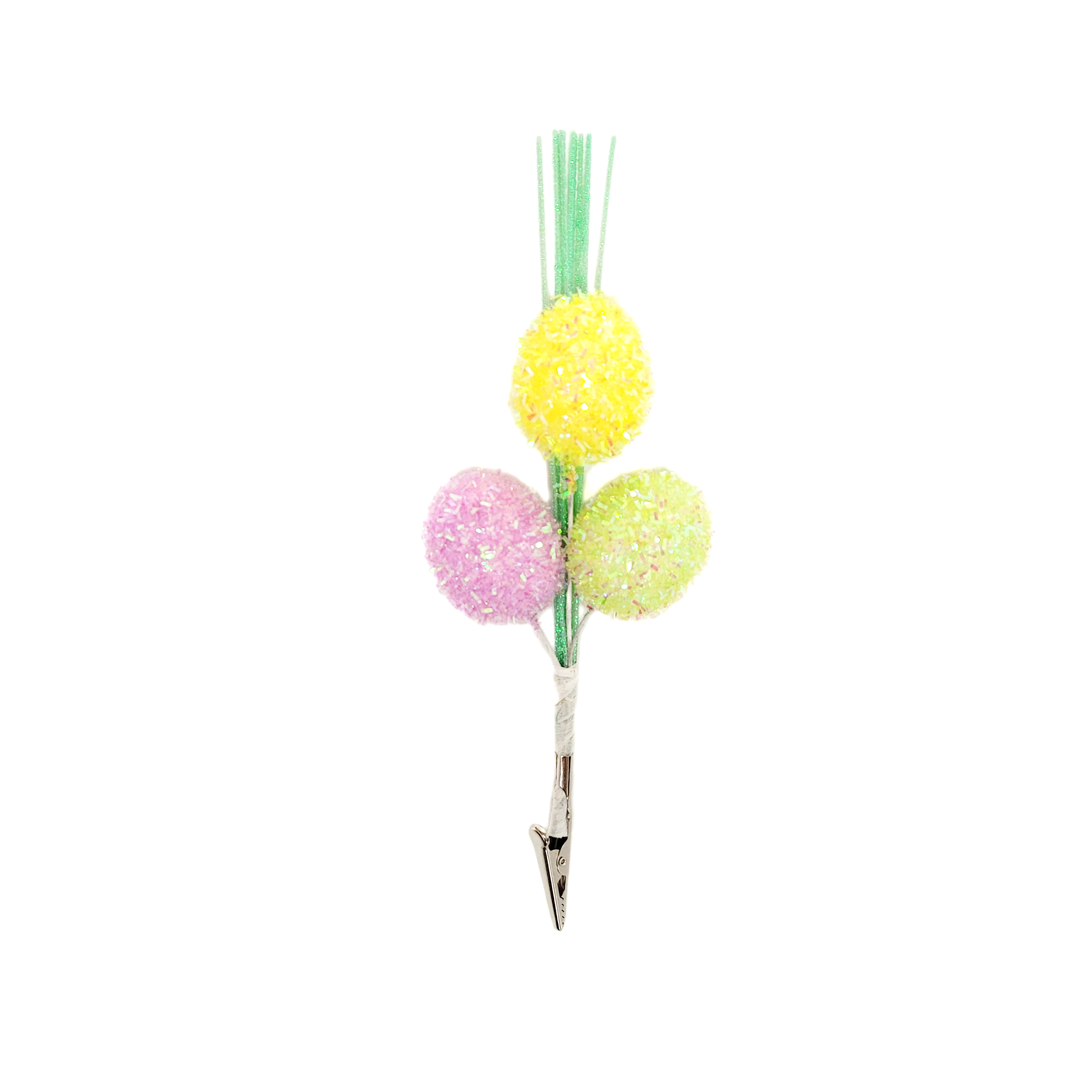 Way To Celebrate Easter Tinsel Egg Clips with green glitter grass accent Assortment