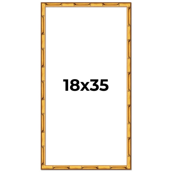 18x35 Frame Gold Bamboo Solid Wood Picture Frame | 1 Inch Moulding Width | Interior Frame Depth